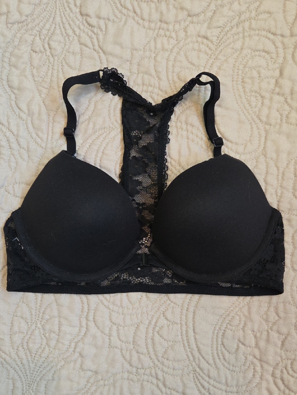 Victoria's Secret Black Lace Racerback Push-Up Bra